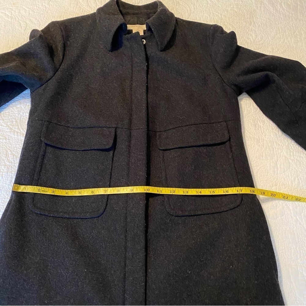 J. Crew Wool Blend Thinsulate Zip Front Charcoal Gray Long Coat - XS - Picture 11 of 14
